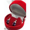 Image 2 : 27) STERLING SILVER AMETHYST W/DIAMOND EARRINGS