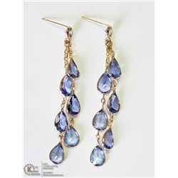 28) 14KT GOLD TANZANITE & DIAMOND EARRINGS