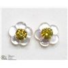 Image 1 : 29) 14KT 2IN1 DIAMOND W/MOTHER OF PEARL EARRINGS