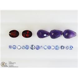 30) LASER CUT GARNETS AMETHYST & TANZANITE STONES