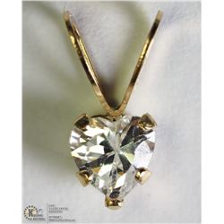 31) 14KT GOLD HEART SHAPE CUBIC ZIRCONIA PENDANT