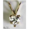 Image 1 : 31) 14KT GOLD HEART SHAPE CUBIC ZIRCONIA PENDANT