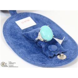 32) ST. SILVER ARIZONA TURQUOISE W/14 DIAMOND RING