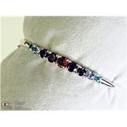40) STERLING SILVER GEMSTONE BANGLE BRACELET