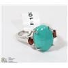 Image 1 : 42) STERLING SILVER ARIZONA TURQUOISE GARNET RING