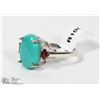 Image 2 : 42) STERLING SILVER ARIZONA TURQUOISE GARNET RING