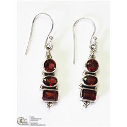 43) STERLING SILVER GENUINE GARNET EARRINGS