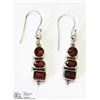 Image 1 : 43) STERLING SILVER GENUINE GARNET EARRINGS