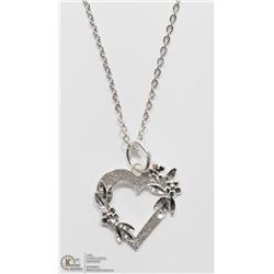 47) STERLING SILVER HEART SHAPED PENDANT NECKLACE