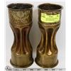 Image 1 : PAIR OF WWI HOWITZER SHELL TRENCH ART ENGRAVED