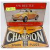 Image 1 : NEW CHAMPION SPARK PLUGS & VW BEETLE TIN SIGNS