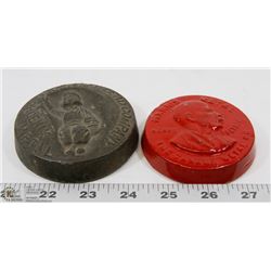 2 METAL ADVERTISING PIECES.