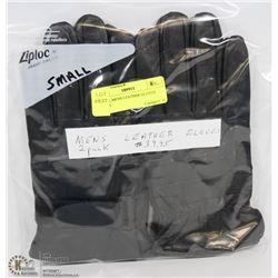2 PACK MENS LEATHER GLOVES SMALL