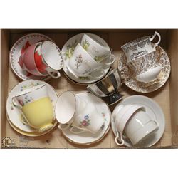 BOX WITH 13 CHINA CUPS AND SAUCERS