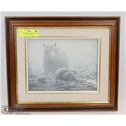 VINTAGE ROBERT BATEMAN PRINT OF POLAR BEAR FRAMED