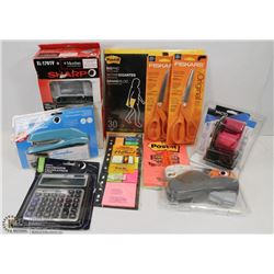 LARGE BOX OF NEW OFFICE SUPPLIES