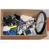 Image 1 : LARGE BOX OF SHOP ITEMS, FLASHLIGHTS, NEW SPARK