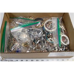 FLAT OF ASSORTED JEWELRY INCL RINGS, NECKLACES,
