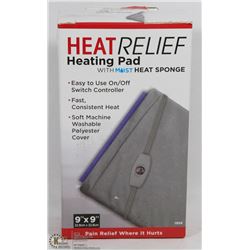 HEAT RELIEF HEATING PAD WITH MOIST HEAT SPONGE