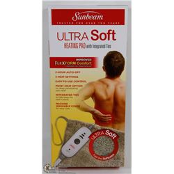 SUNBEAM ULTRA SOFT HEATING PAD WITH INTEGRATED TIES