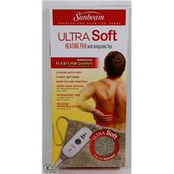 SUNBEAM ULTRA SOFT HEATING PAD WITH INTEGRATED TIES