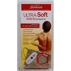 SUNBEAM ULTRA SOFT HEATING PAD WITH INTEGRATED TIES