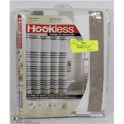 HOOKLESS HAMPTON STRIPE FABRIC SHOWER CURTAIN