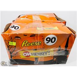THREE BOXES OF 90 TREAT SIZE CHOCOLATE BARS