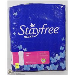 48 PACK OF STAYFREE MAXI PADS