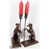 Image 1 : 2 CAST METAL DOG (GREYHOUND) CANDLE HOLDERS
