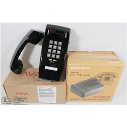 BOX WITH 2 NEW WALL MOUNT PUSH BUTTON PHONES,