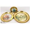 Image 1 : 3 BRASS PICTURE PLATES.