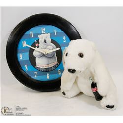 COCA COLA STUFFED BEAR SOLD WITH COCA COLA CLOCK