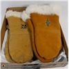 Image 1 : 2 PAIRS OF LEATHER AND FUR MITTENS SIZE LARGE WITH