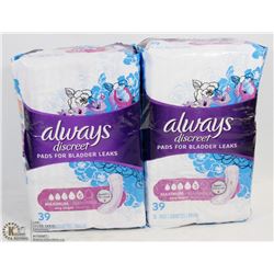 TWO PACKS OF ALWAYS DISCRETE PADS FOR BLADDER