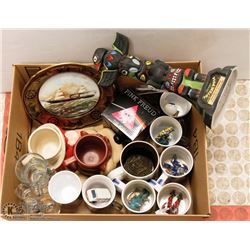 BOX OF ASSORTED COLLECTIBLES INCL STARBUCKS,