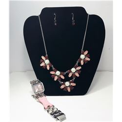 16 - PINK & PLUM & PEARL NECKLACE SET