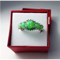19 -  GREEN FIRE OPAL & EMERALD RING