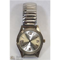 NEW SILVER TONE WATCH WITH STRETCH BAND