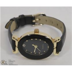 NEW GOLD TONE/BLACK QUARTZ FASHION WATCH WITH