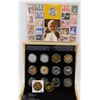 Image 1 : WOOD BOX WITH 15 ASST COINS AND POPE STAMP & COIN.