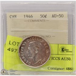 1946 CANADIAN 50 CENT ICCS AU50.