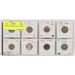 GROUP OF 8 CANADA & USA COINS.