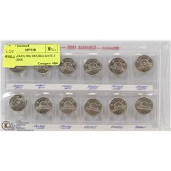 12 CANADIAN 1962 DOUBLE DATE 5 CENT COINS.