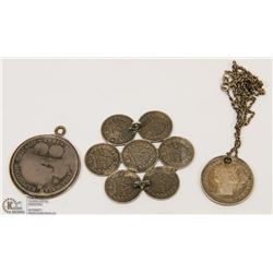 1858 CANADIAN 20 CENT HOLED ON CHAIN, 7 G.B 3