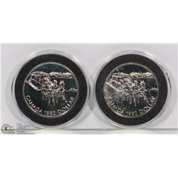 1992 CANADIAN SILVER PROOF DOLLAR X2