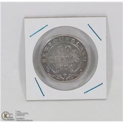 1904H NEWFOUNDLAND SILVER 50 CENT PIECE.