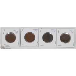 LOT OF 4 CANADIAN LARGE ONE CENT COINS - 1876H,