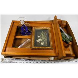 WOOD SHELF IN A WINDOW/ ORNAMENTS & ETC.