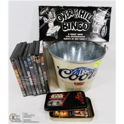 COORS BUCKET WITH COLLECTABLES